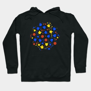 D20 Dice Meeple and Cards Nerdy Analog Gaming Hoodie